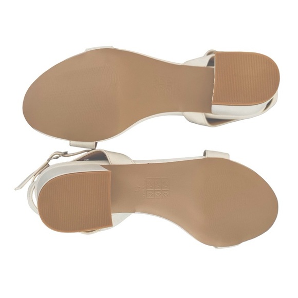 BOOHOO / WEDDING / ANKLE STRAP SANDAL HEELS / WHITE + RHINESTONES / SZ 9.5 - Picture 3 of 3